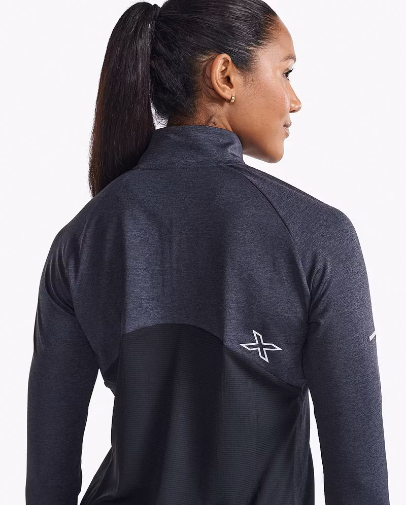 2XU Aero 1/2 Zip (Dam) - Black/Silver Reflective