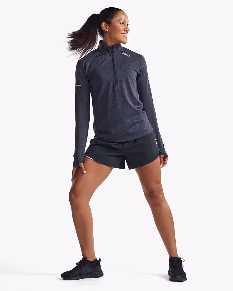 2XU Aero 1/2 Zip (Dam) - Black/Silver Reflective