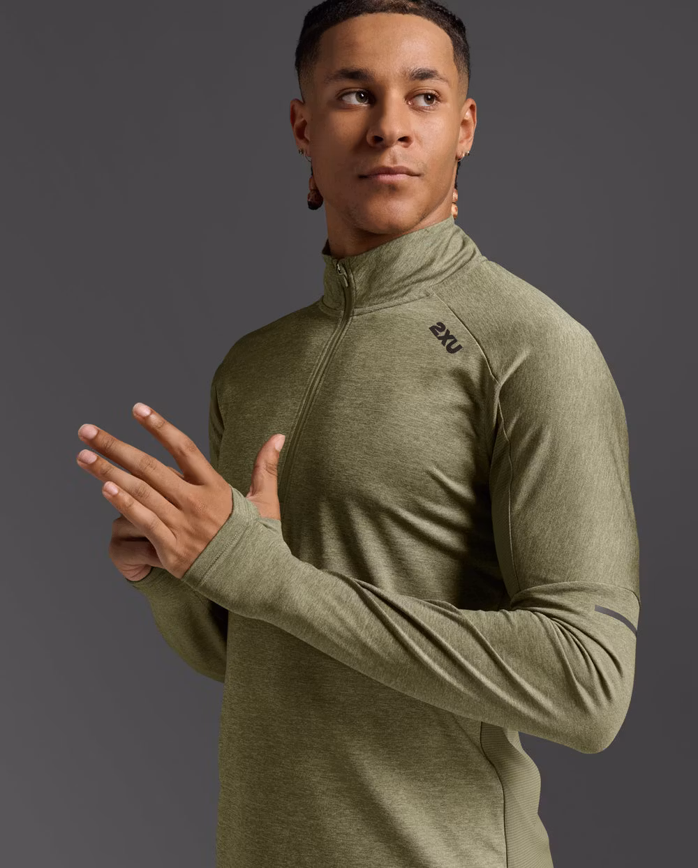 2XU Aero 1/2 Zip (Herr) - Hunter Green/Black Reflective