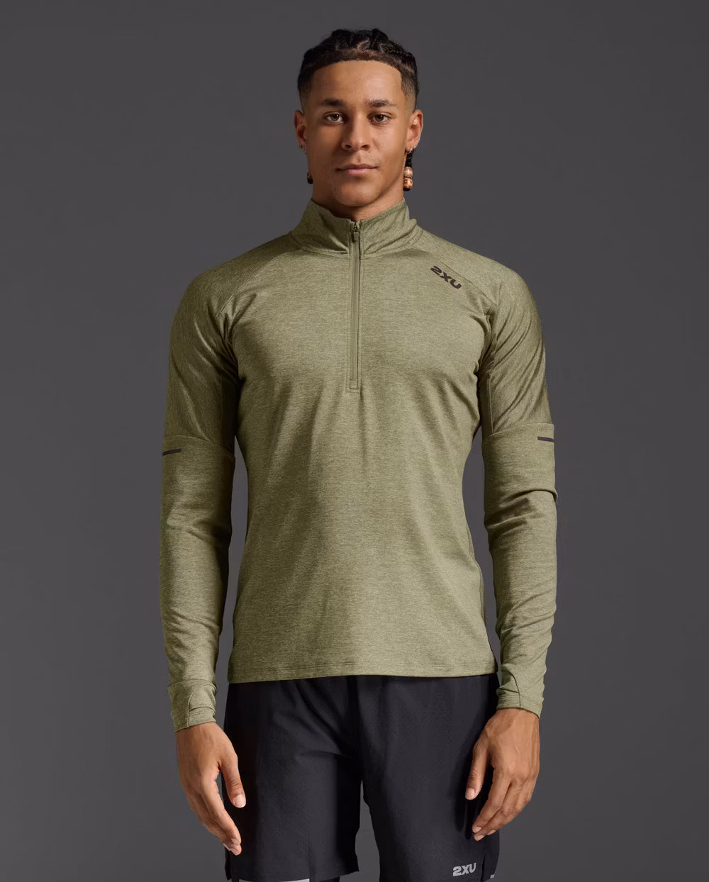 2XU Aero 1/2 Zip (Herr) - Hunter Green/Black Reflective