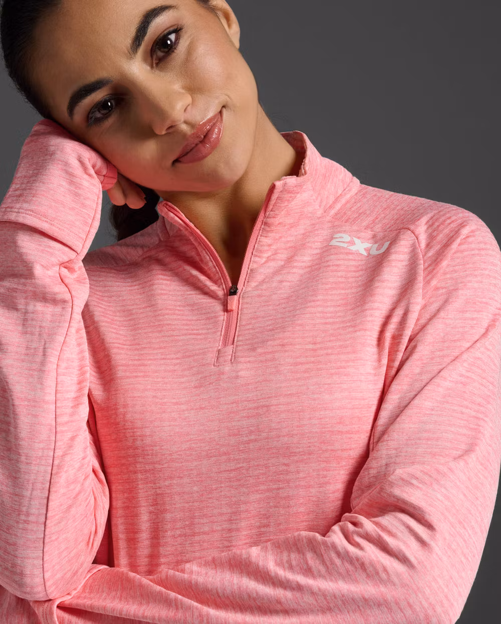 2XU Ignition 1/4 Zip (Dam) - Pink Glow/Silver Reflective