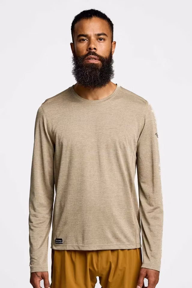 Saucony Stopwatch Long Sleeve (herr) - Coffee Heather