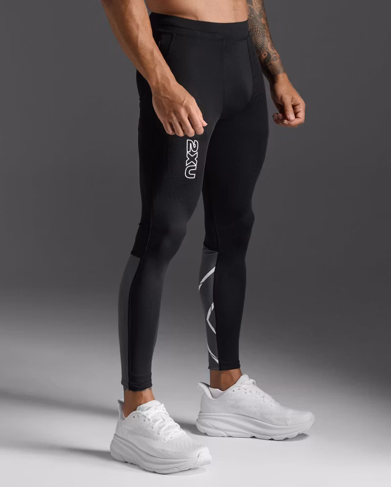 2XU Light Speed React Compression Tights - Black/White Reflective (Herr)