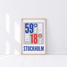 STOCKHOLM KOORDINATTAVLA - KOORDINATAFFISCH - LATITUDPOSTER