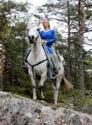 Blå vikingaklänning Saga i Linne