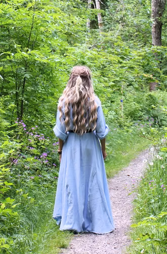 Blå viking klänning havet i Bomull