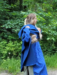 Blå 100%  Ull Cape för Vikingar
