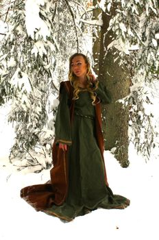 Brun 100% ull viking/medeltids klänning