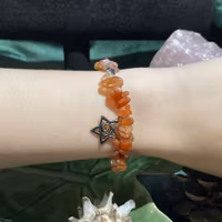 Armband - Karneol - Chips - Silver Stjärnpärlor - Silver Stjärna Charm