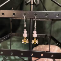 Örhängen - Rosenkvarts - Rund - Bi Charm