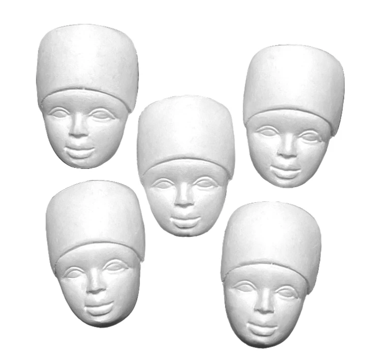 Lady set med 5 halva huvuden, 2,5 x 4 cm