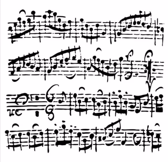 Musik, schablon, 15x15 cm