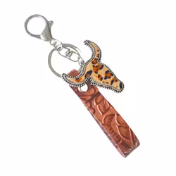 Nyckelring - Tjurhuvud brun