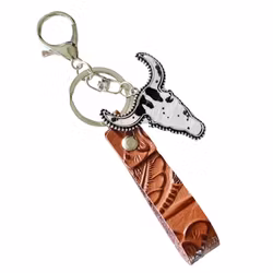 Nyckelring - Tjurhuvud svart/vit