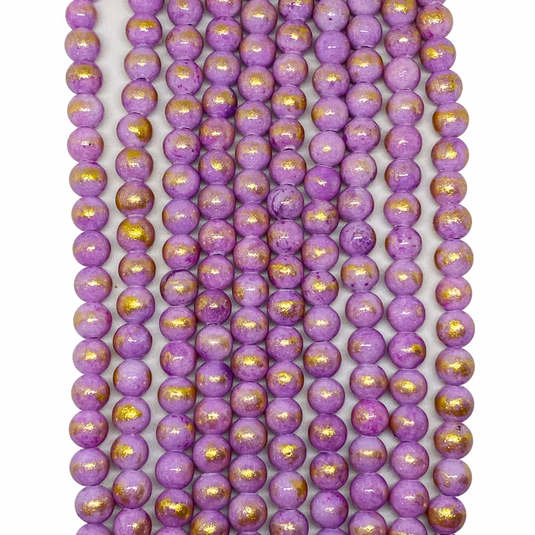 Stenpärlor 6 mm luminous lavender - guld
