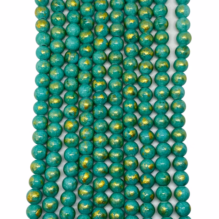 Stenpärlor 6 mm tropical jungle - guld