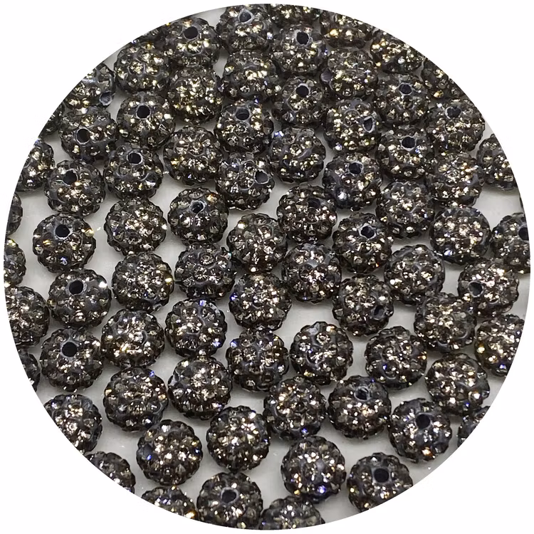 Shamballapärlor 6 mm gunblack