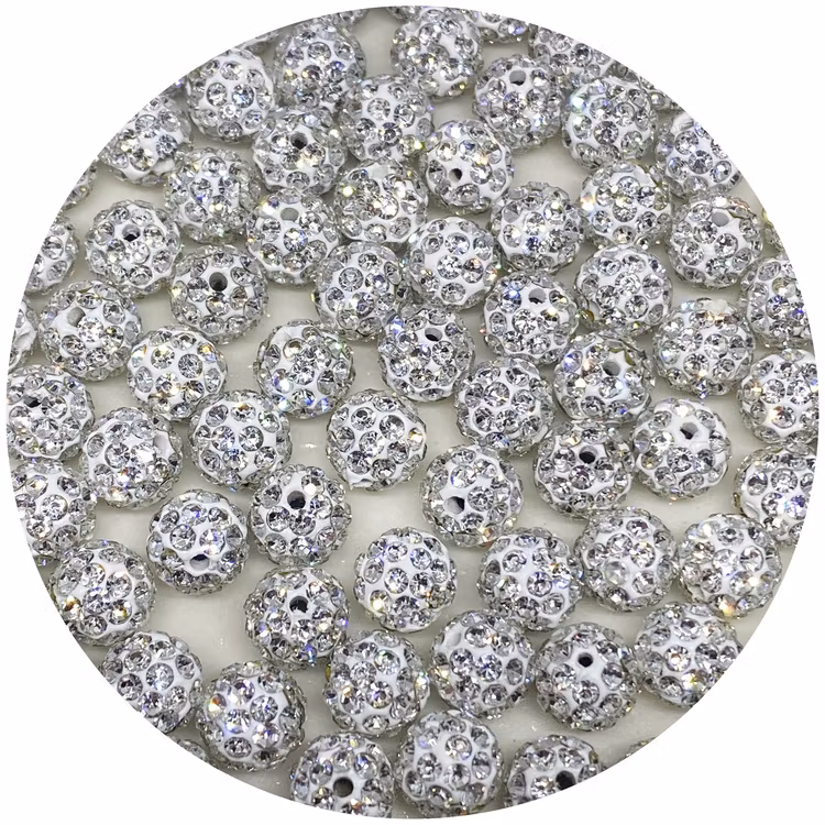 Shamballapärlor 8 mm vita