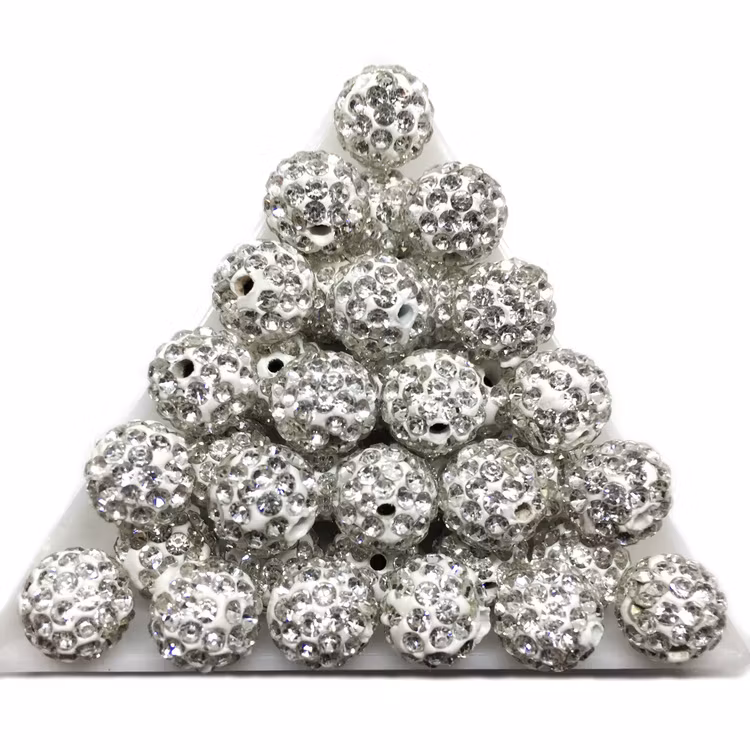 Shamballapärlor 10 mm vita