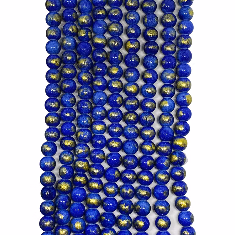 Stenpärlor 6 mm starry sky - guld