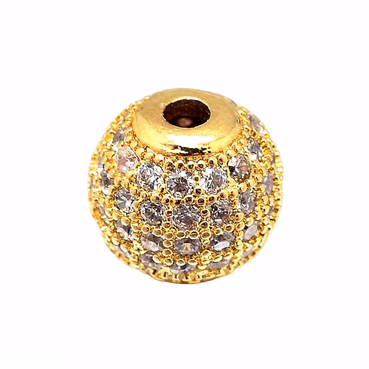 Cubic zirconia-pärlor 10 mm guld
