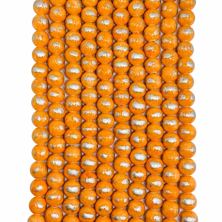 Stenpärlor 8 mm perfect papaya - silver