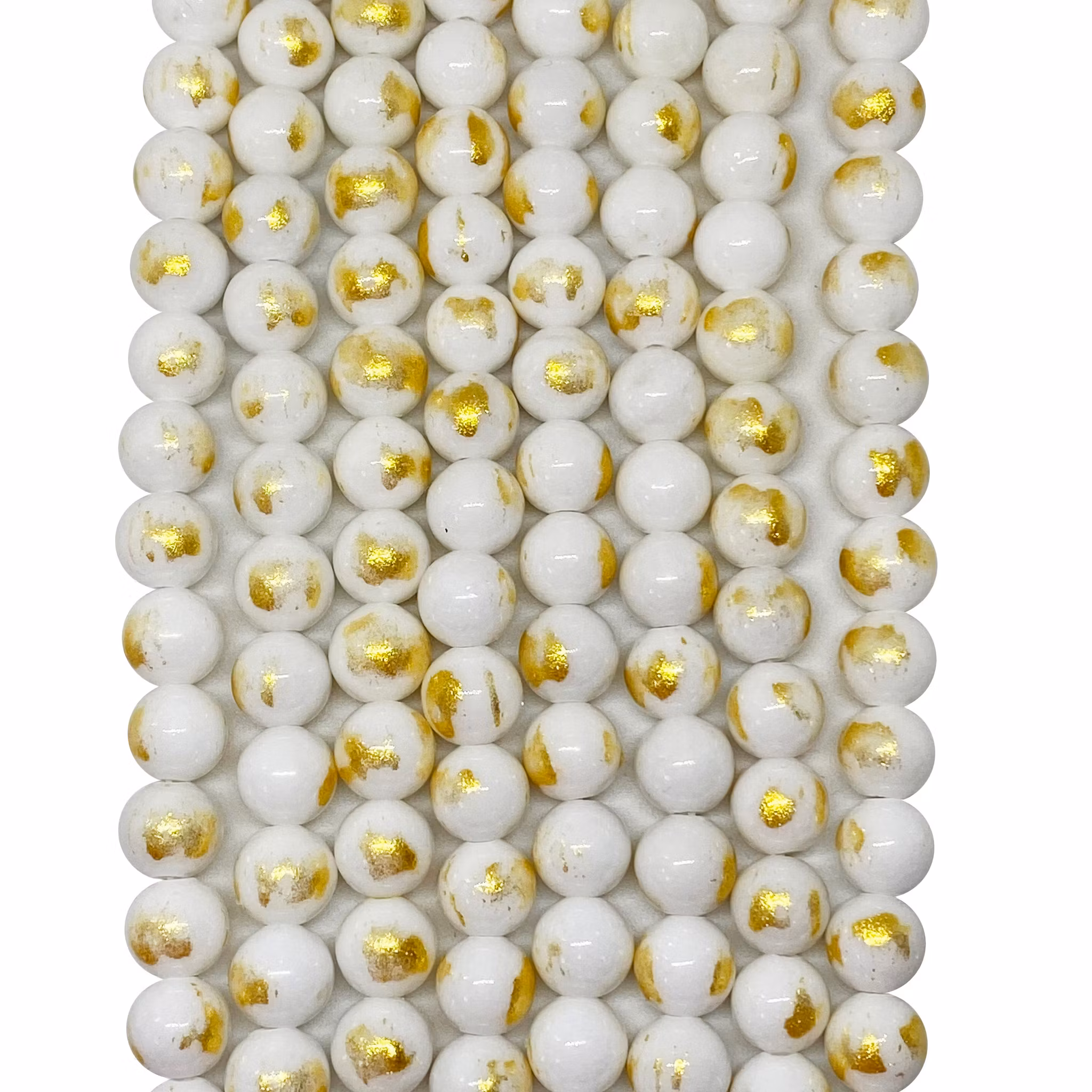 Stenpärlor 8 mm white daisy - guld
