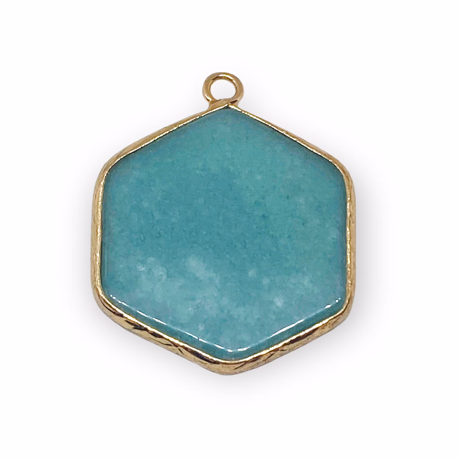 Smyckestillverkning - Hexagonformade stenhängen turkos jade