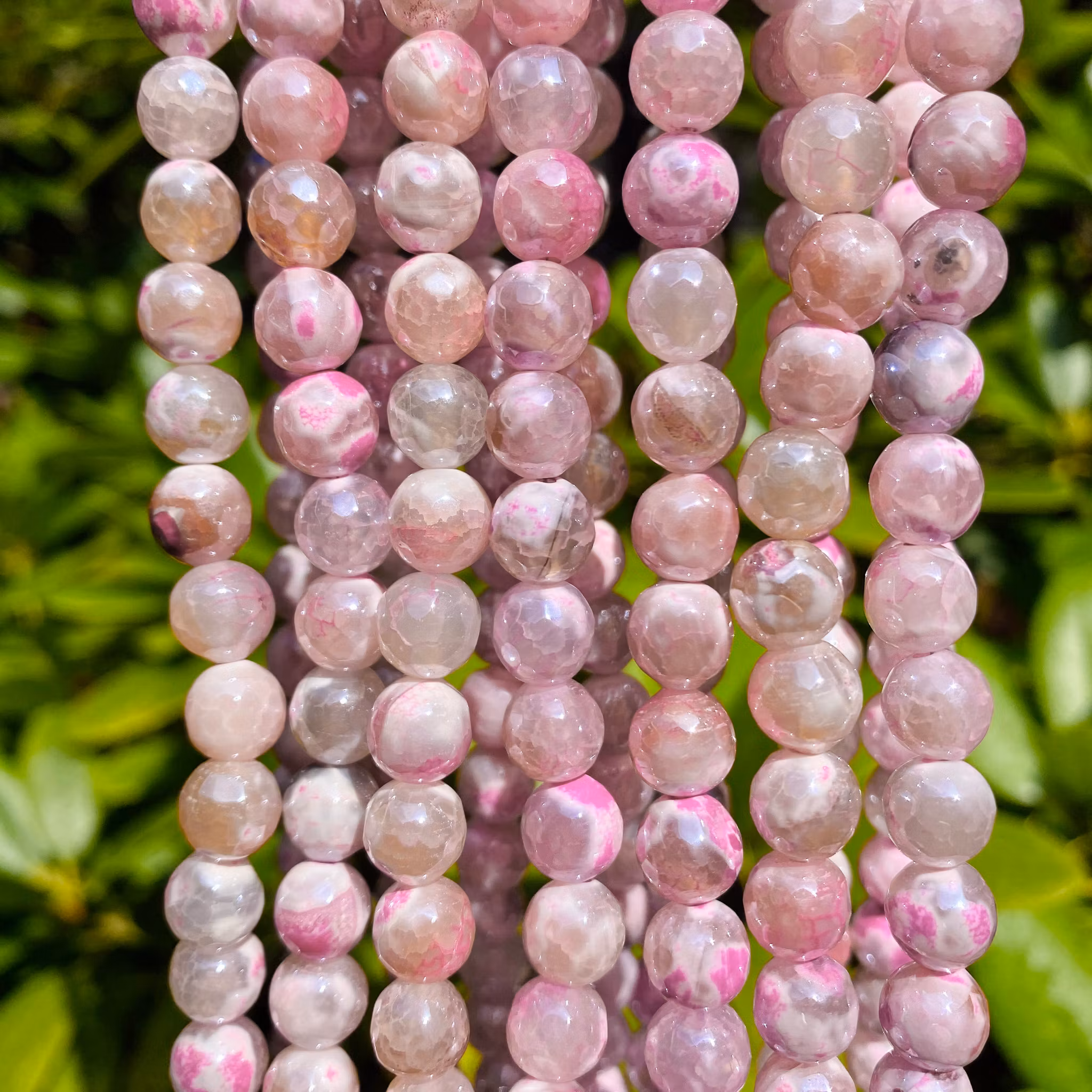 Pläterade agater 8 mm precious light pink