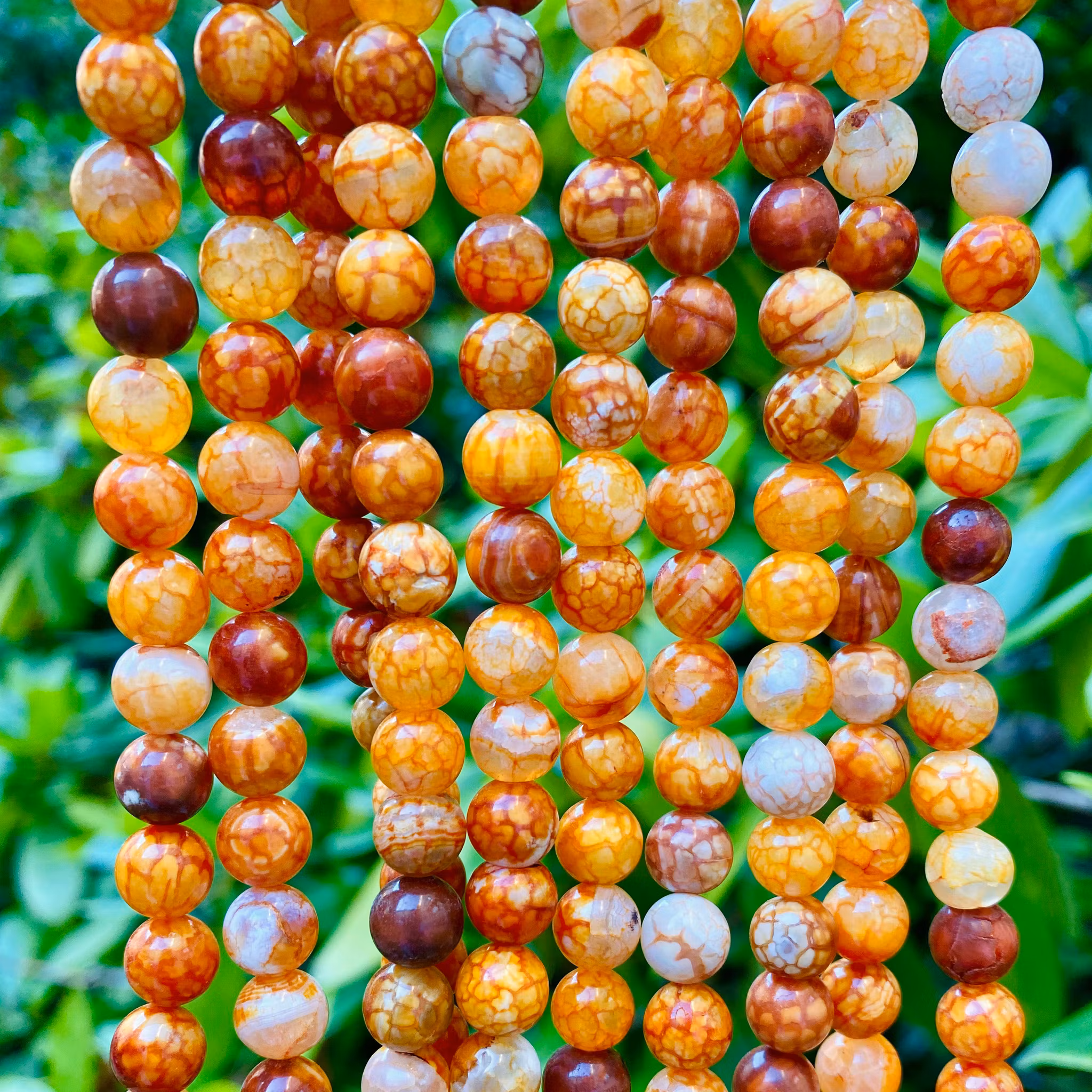 Agater krackelerade 8 mm orange