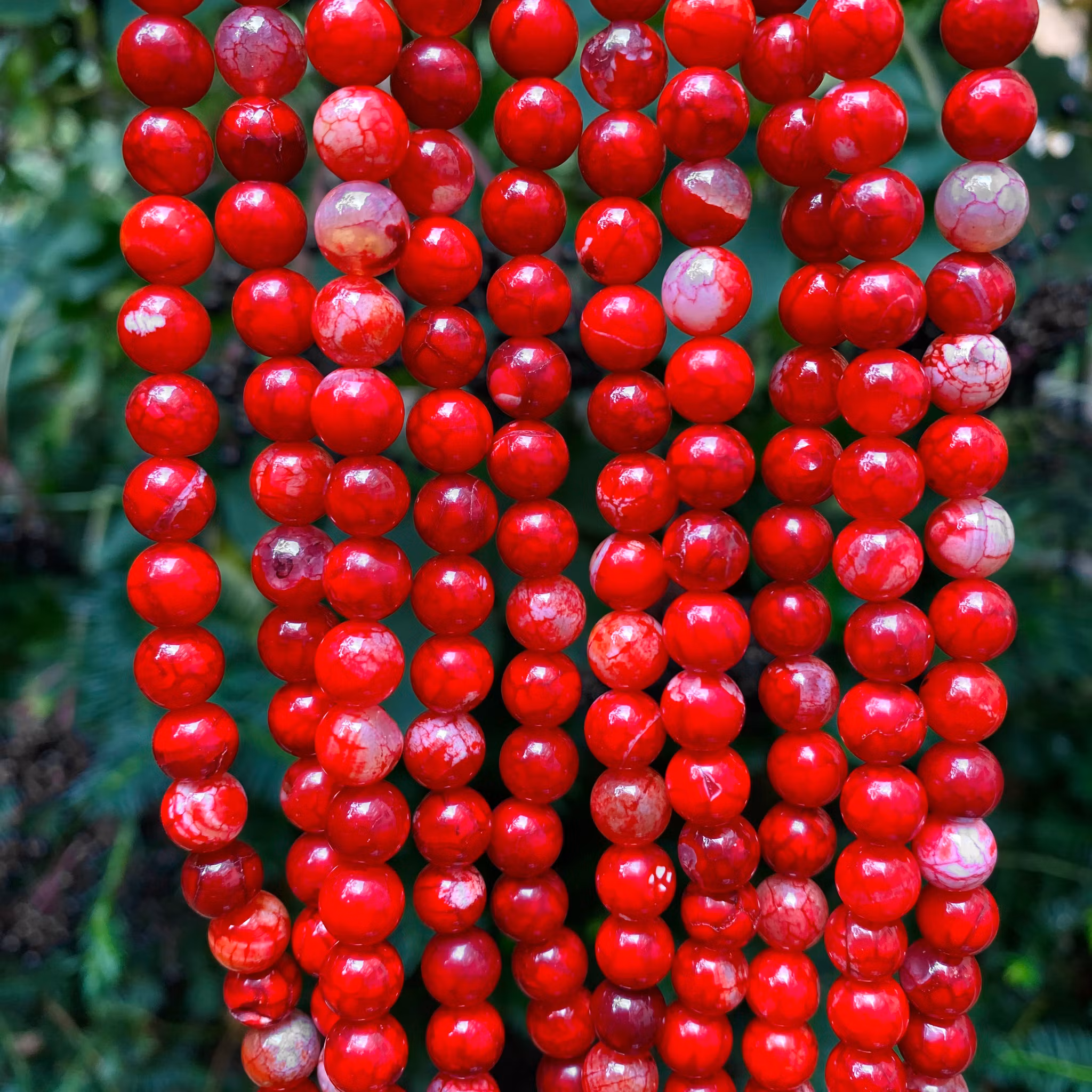 Agater krackelerade 8 mm röda