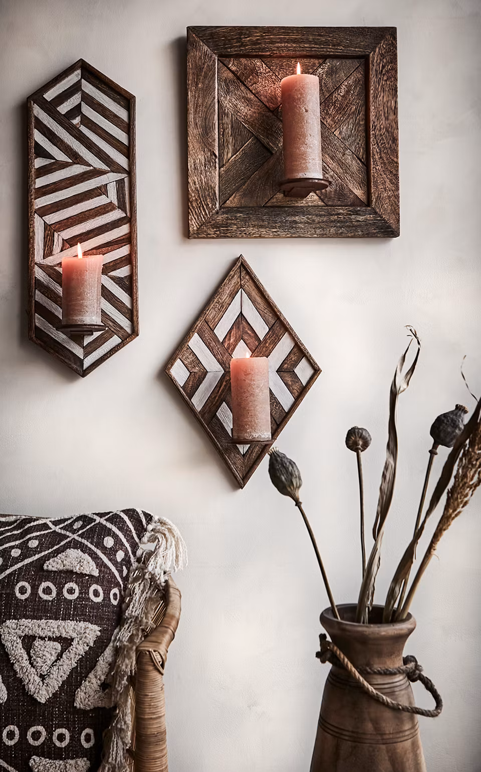 VECTOR Väggljushållare, Brun/vit