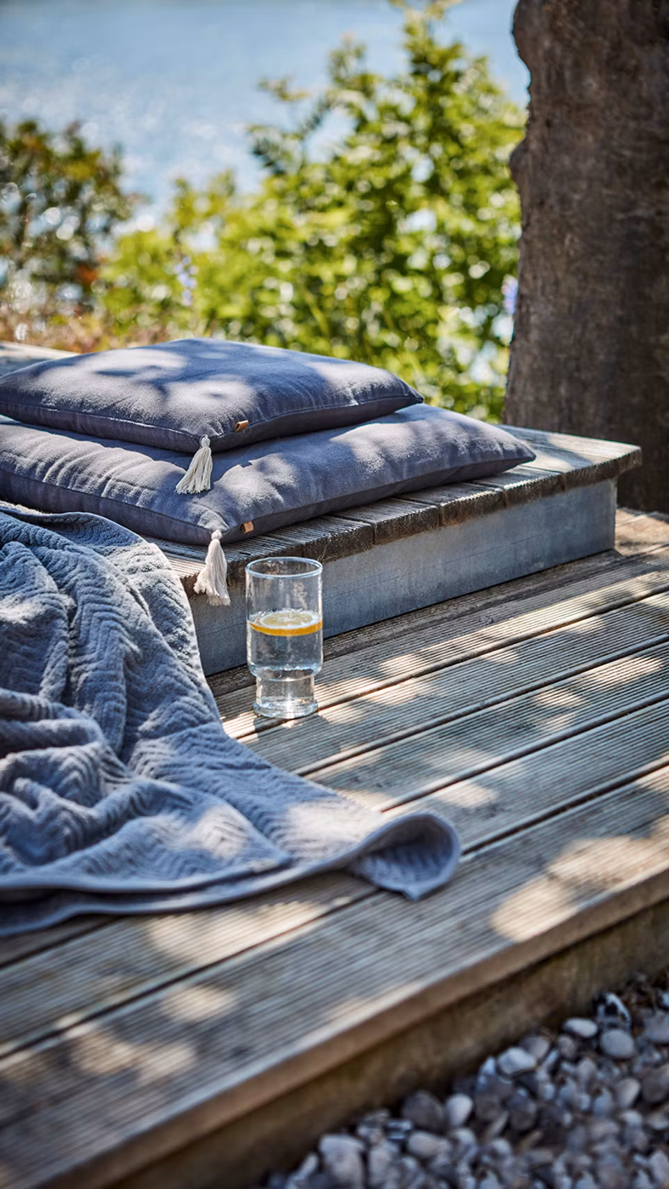 ARILD Handduk/Badlakan, Blå/grå