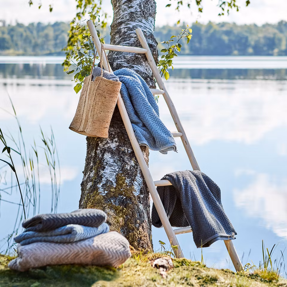 ARILD Handduk/Badlakan, Blå/grå