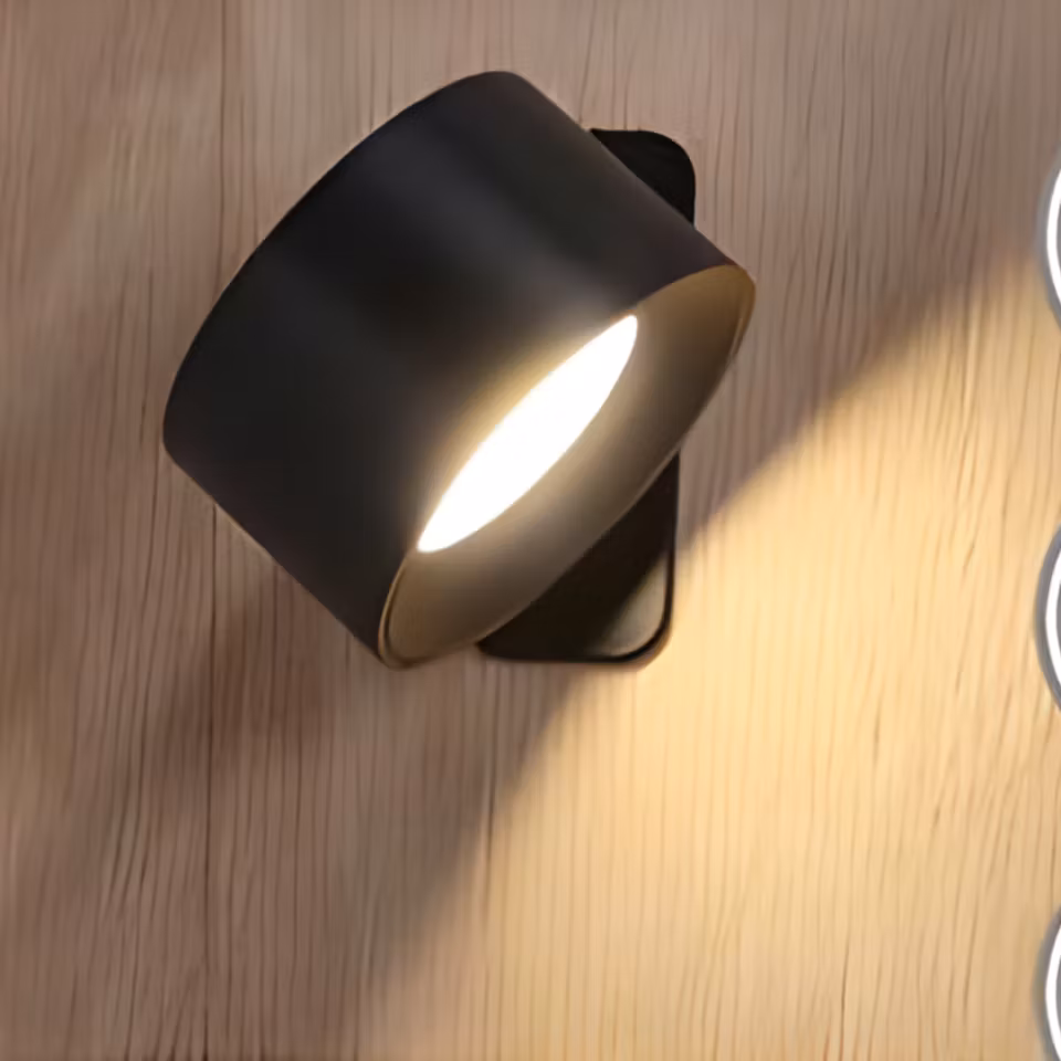 LED Vägglampa med Magnetfäste – Svart, 360° Roterbar