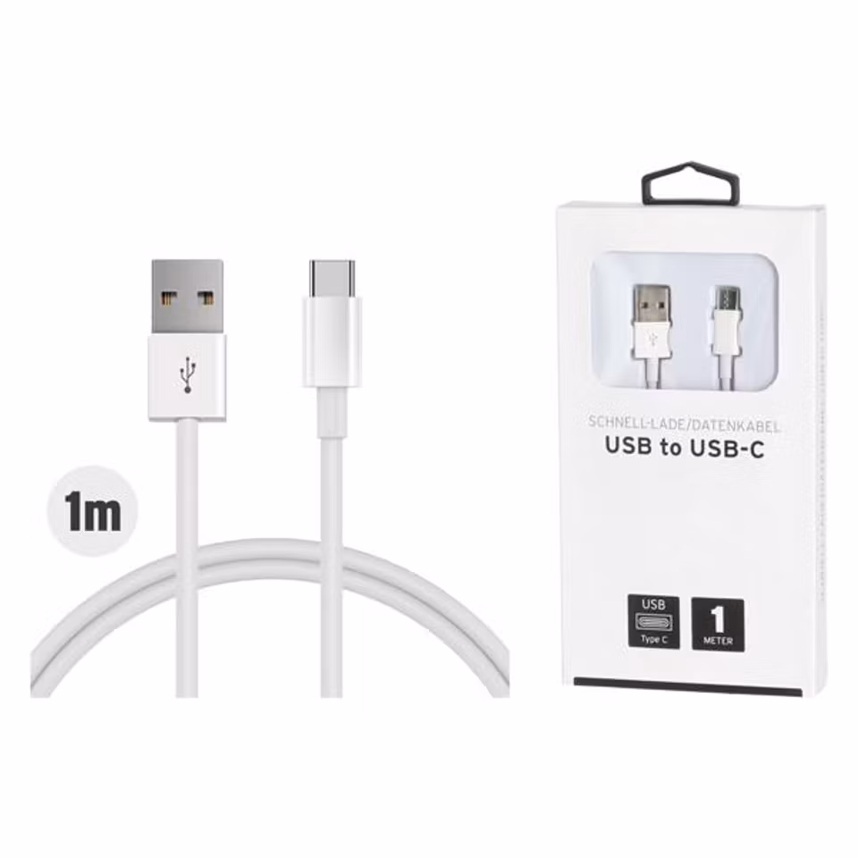 Laddkabel – USB till USB-C, 1 meter | Vit