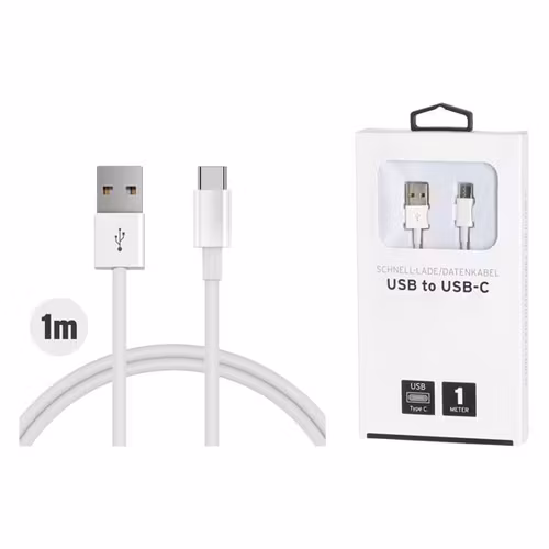 Laddkabel – USB till USB-C, 1 meter | Vit