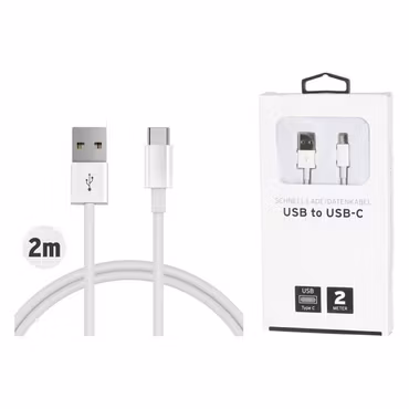 Laddkabel – USB till USB-C, 2 meter | Vit