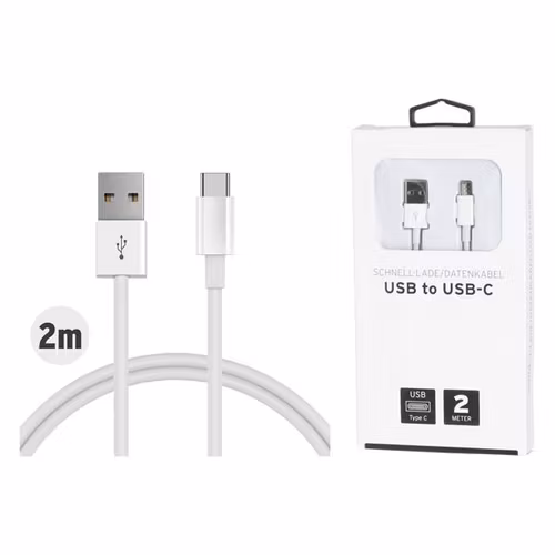 Laddkabel – USB till USB-C, 2 meter | Vit
