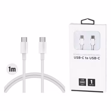 Laddkabel – USB-C till USB-C, 1 meter | Vit