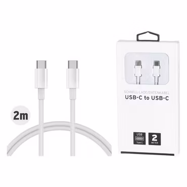 Laddkabel – USB-C till USB-C, 2 meter | Vit