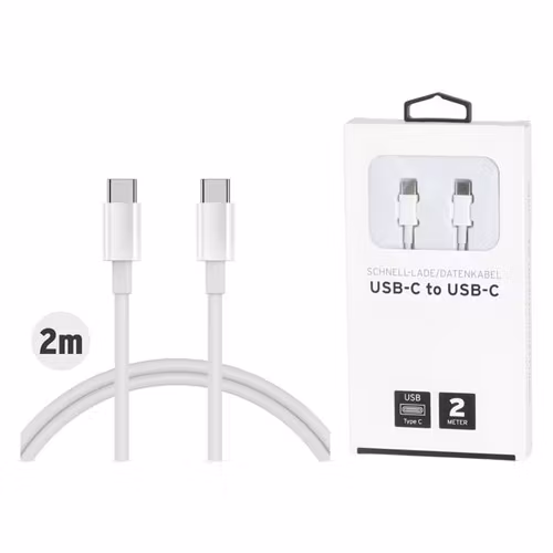 Laddkabel – USB-C till USB-C, 2 meter | Vit