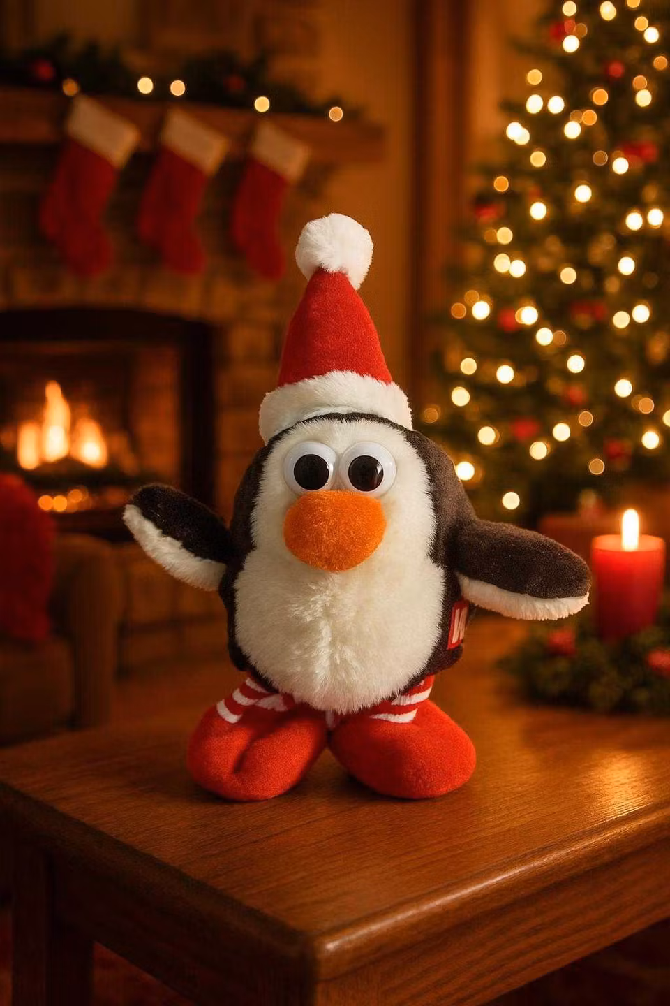 Julfigur Pingvin som rör sig och spelar ljud