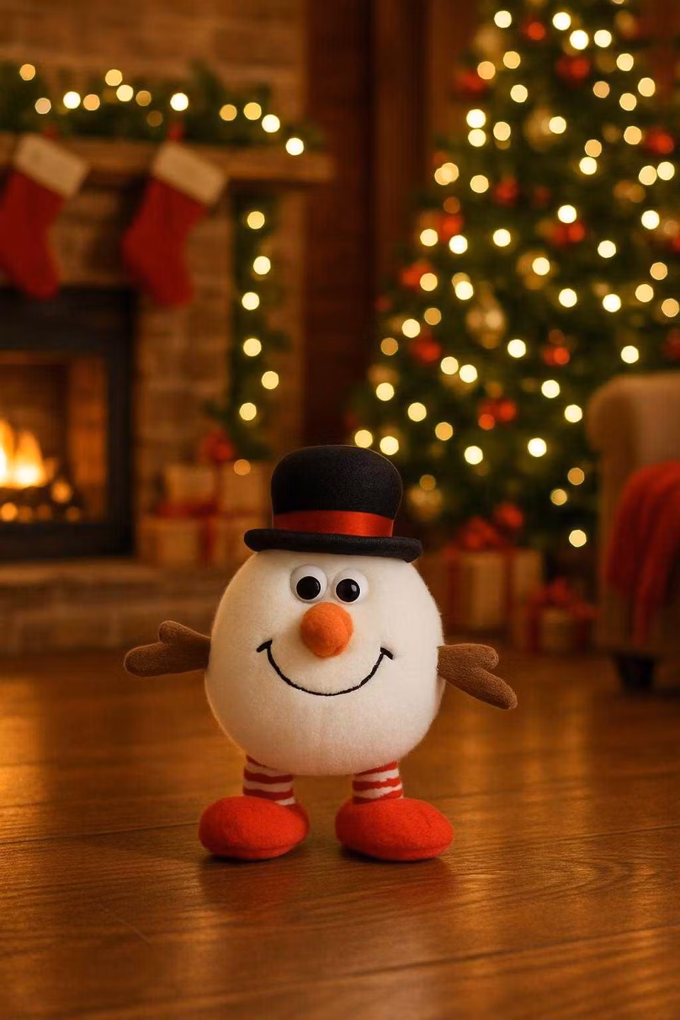 Julfigur Snöboll som rör sig och spelar ljud