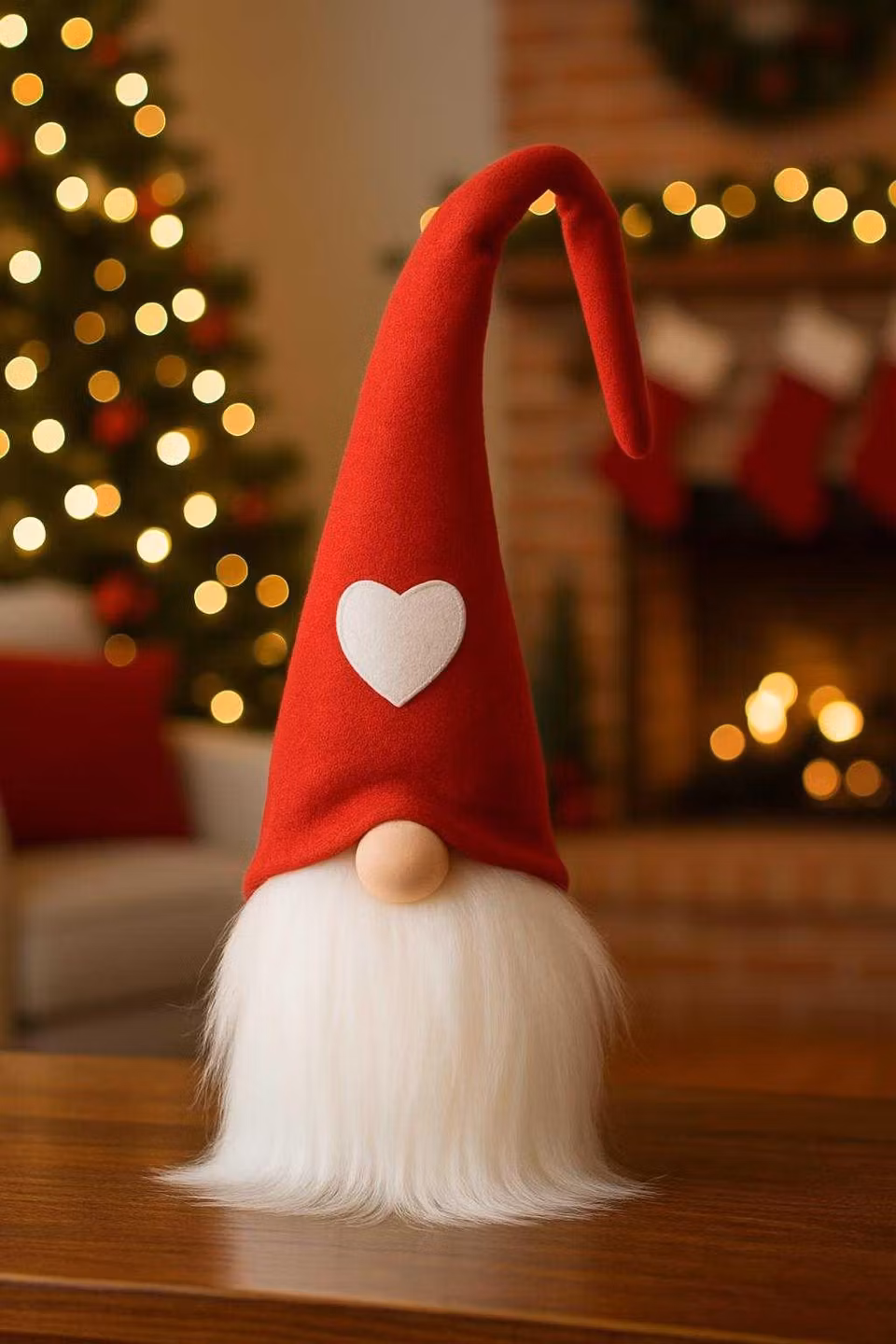 Tomte med LED I Stor Röd