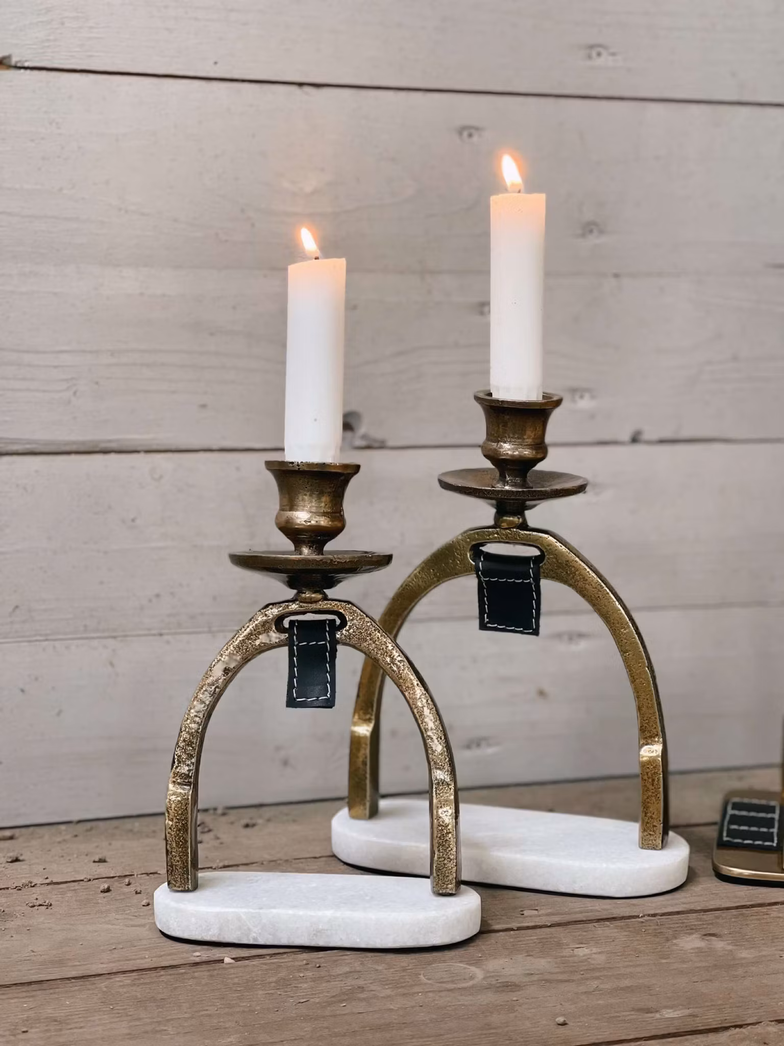 Ljusstake med marmorfot silver