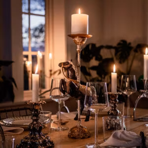 Ljusstake Stegrande häst - Blå/Guld