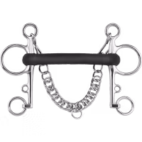 Rubber Mullen Mouth Pelham 18 mm vulcanic rubber mouthpiece, rigid - Stainless steel