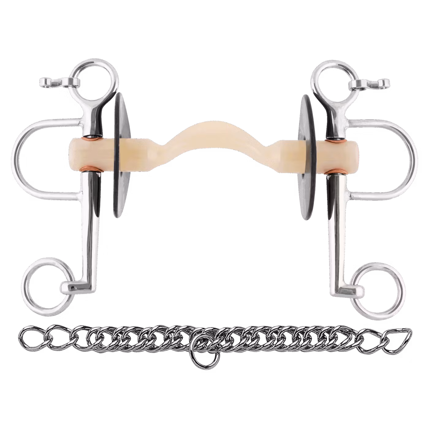 Nathe Pelham 20 mm with soft Mullen Mouth with port and long cheeks