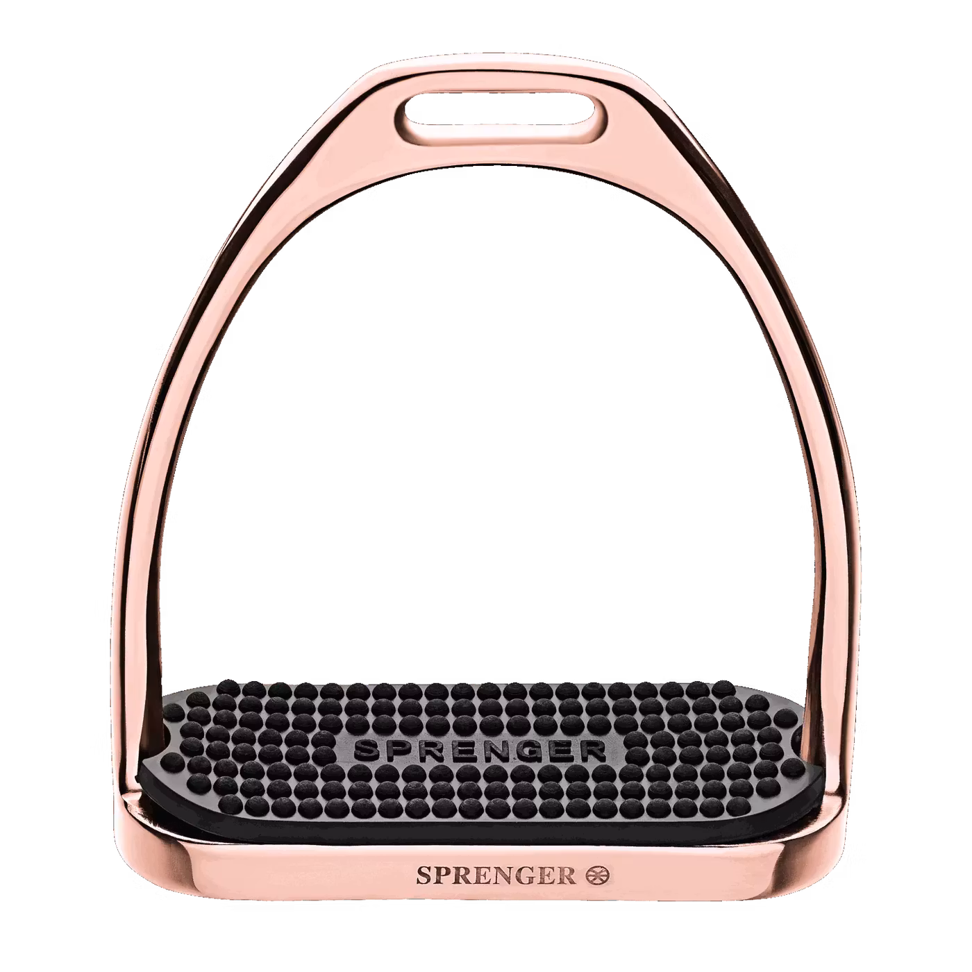 FILLIS Children Stirrups - Stainless steel rosegold , size 110 mm with black rubber pad